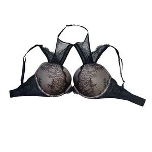 Victoria Secret Very Sexy Push Up Bra 32DDD Underwire Elegant Black Lace 32F